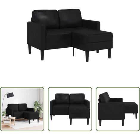 Divano a 2 posti -  Divano a 2 posti con chaise longue a L nero 125 cm in similpelle