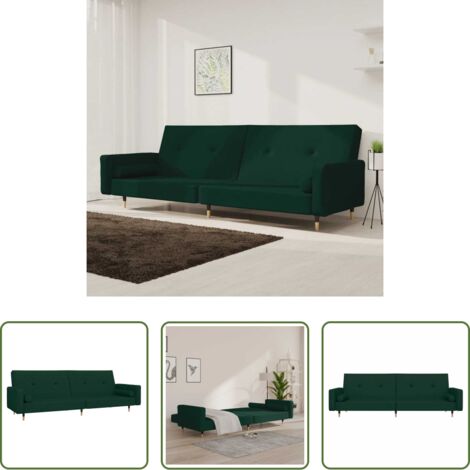 Divano a 2 posti -  Divano Letto a 2 Posti con 2 Cuscini Verde Scuro in Velluto