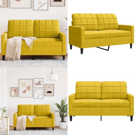 Divano a 2 Posti giallo 120 cm in Velluto - Divano in velluto - Divano relax