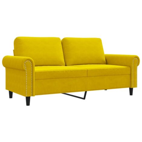 Divano a 2 Posti giallo 140 cm in Velluto vidaXL 190874