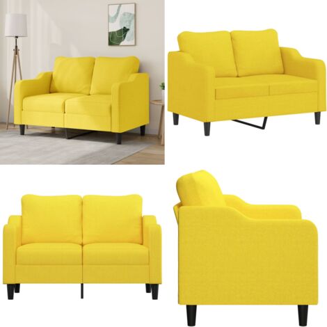 Divano a 2 Posti Giallo Chiaro 120 cm in Tessuto - Divano in tessuto - Divano giallo chiaro