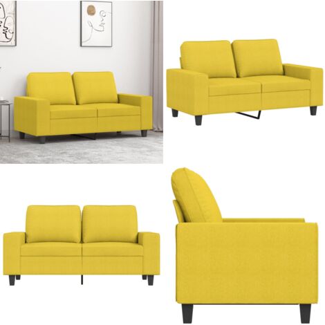 Divano a 2 Posti Giallo Chiaro 120 cm in Tessuto - Divano in tessuto - Divano giallo chiaro