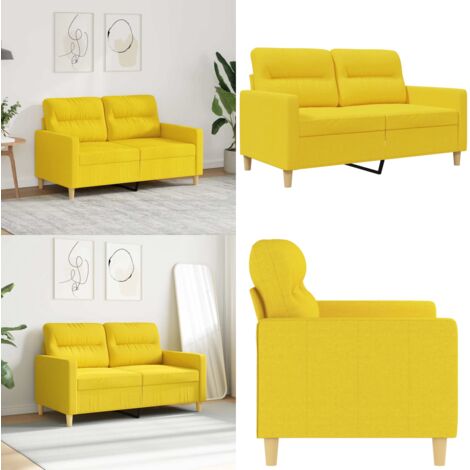 Divano a 2 Posti Giallo Chiaro 120 cm in Tessuto - Divano in tessuto - Divano giallo chiaro