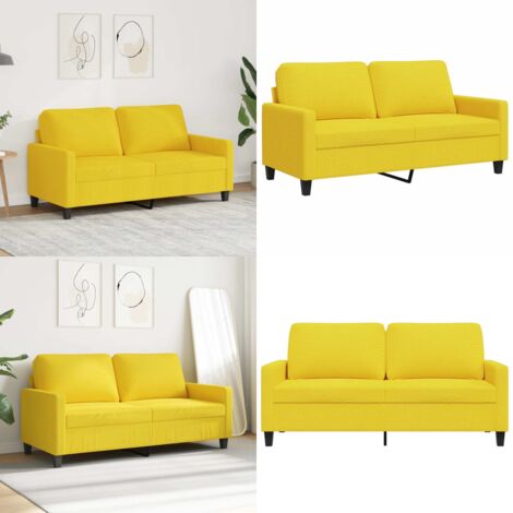 Divano a 2 Posti Giallo Chiaro 140 cm in Tessuto - Divano in tessuto - Divano giallo chiaro