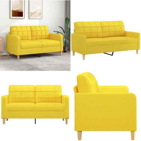 Divano a 2 Posti Giallo Chiaro 140 cm in Tessuto - Divano in tessuto - Divano giallo chiaro