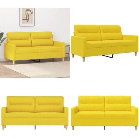 Divano a 2 Posti Giallo Chiaro 140 cm in Tessuto - Divano in tessuto - Divano giallo chiaro