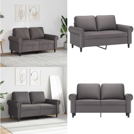 Divano a 2 Posti Grigio 120 cm in Similpelle - Divano grigio - Similpelle