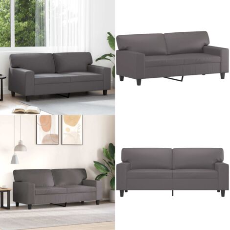 Divano a 2 Posti Grigio 140 cm in Similpelle - Divano grigio - Similpelle