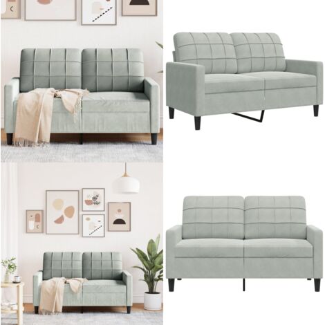 Divano a 2 Posti Grigio Chiaro 120 cm in Velluto - Divano in velluto - Divano relax
