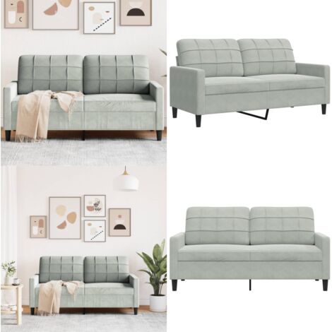 Divano a 2 Posti Grigio Chiaro 140 cm in Velluto - Divano in velluto - Divano relax