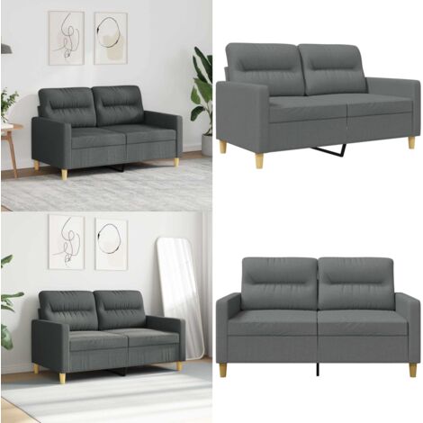 Divano a 2 Posti Grigio Scuro 120 cm in Tessuto - Divano in tessuto - Divano grigio scuro
