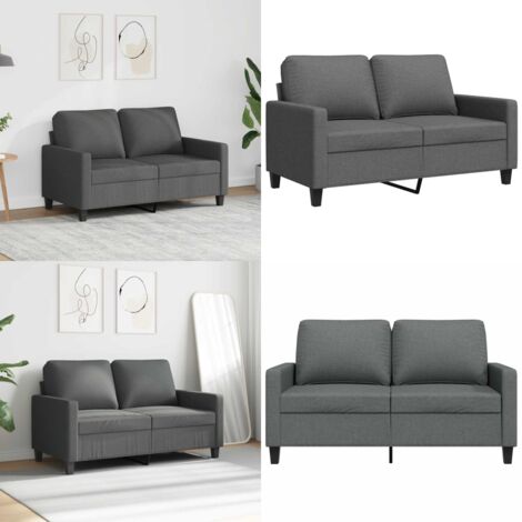 Divano a 2 Posti Grigio Scuro 120 cm in Tessuto - Divano in tessuto - Divano grigio scuro