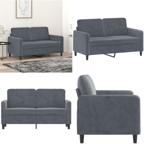 Divano a 2 Posti grigio scuro 120 cm in Velluto - Divano in velluto - Divano grigio scuro