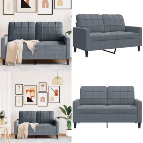 Divano a 2 Posti grigio scuro 120 cm in Velluto - Divano in velluto - Divano relax