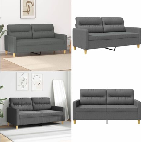 Divano a 2 Posti Grigio Scuro 140 cm in Tessuto - Divano in tessuto - Divano grigio scuro