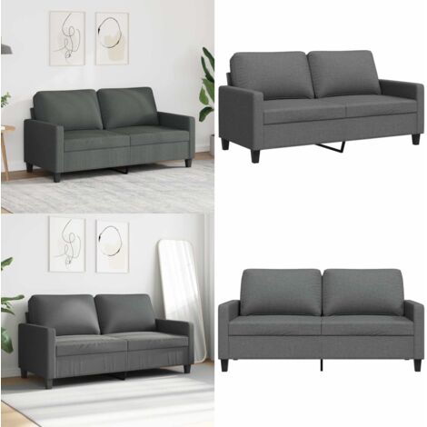 Divano a 2 Posti Grigio Scuro 140 cm in Tessuto - Divano in tessuto - Divano grigio scuro