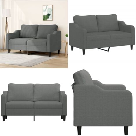 Divano a 2 Posti Grigio Scuro 140 cm in Tessuto - Divano in tessuto - Divano grigio scuro