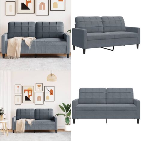 Divano a 2 Posti grigio scuro140 cm in Velluto - Divano in velluto - Divano relax