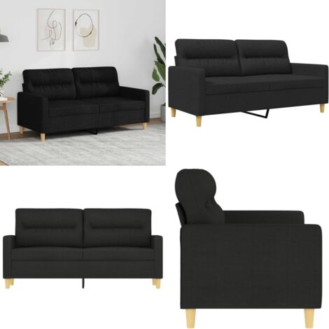 Divano a 2 Posti Nero 120 cm in Tessuto - Divano in tessuto - Divano nero