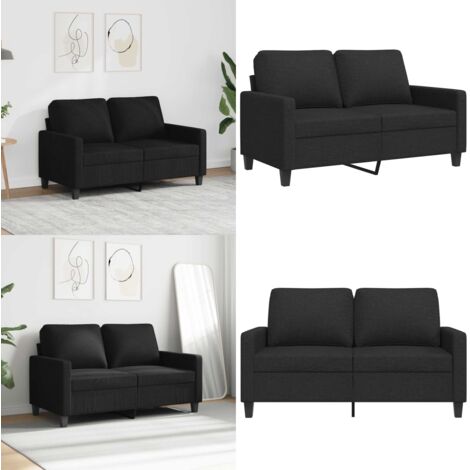 Divano a 2 Posti Nero 120 cm in Tessuto - Divano in tessuto - Divano nero