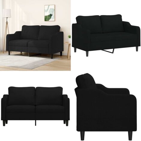 Divano a 2 Posti Nero 120 cm in Tessuto - Divano in tessuto - Divano nero
