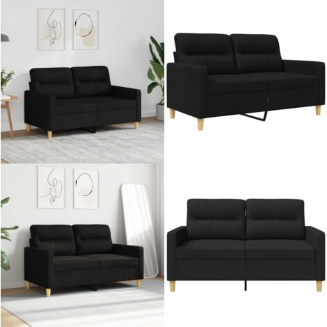 Divano a 2 Posti Nero 120 cm in Tessuto - Divano in tessuto - Divano nero