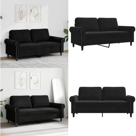 Divano a 2 Posti Nero 140 cm in Velluto - Divano in velluto - Divano nero
