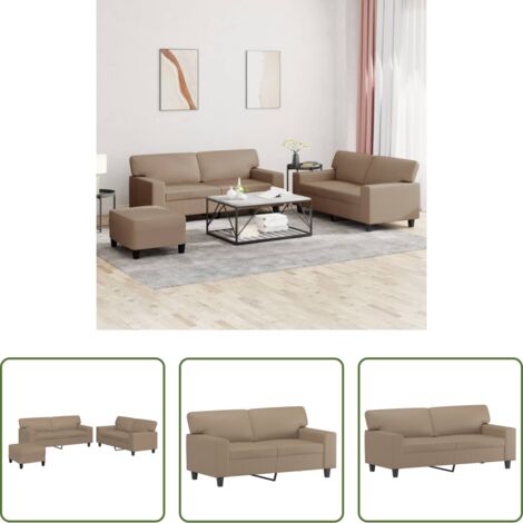 Divano a 2 posti -  Set di Divani 3 pz Cappuccino in Similpelle