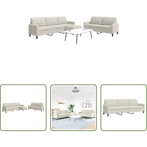 Divano a 2 posti -  Set di Divani 3 pz con Cuscini Crema in Velluto