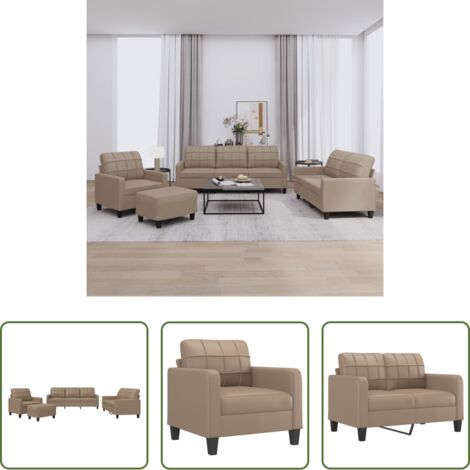 Divano a 2 posti -  Set di Divani 4 pz con Cuscini cappuccino in Similpelle