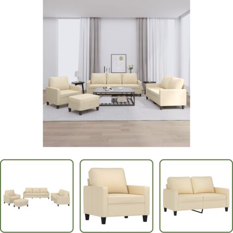 Divano a 2 posti -  Set di Divani 4 pz con Cuscini Crema in Tessuto