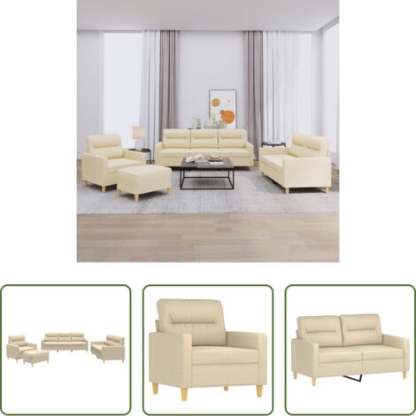 Divano a 2 posti -  Set di Divani 4 pz con Cuscini Crema in Tessuto