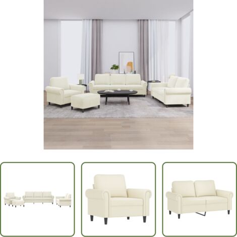 Divano a 2 posti -  Set di Divani 4 pz con Cuscini Crema in Velluto