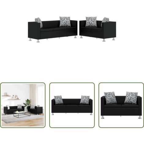 Divano a 2 posti -  Set Divani a 3 e a 2 Posti in Similpelle Nero