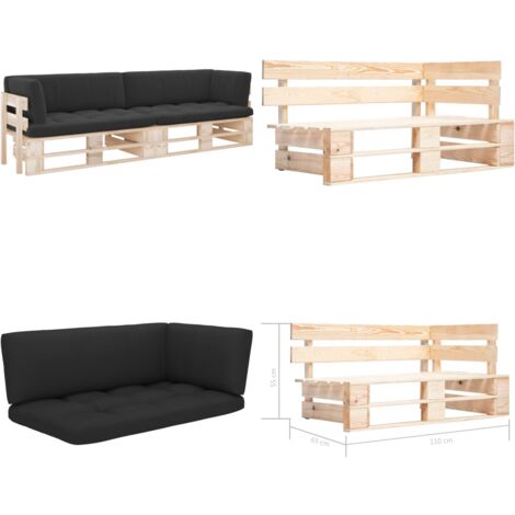 Divano a 2 Posti su Pallet con Cuscini Pino Impregnato - Divano da patio - Divano in legno