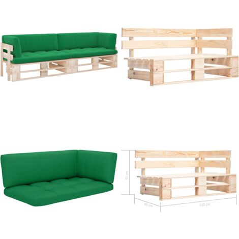 Divano a 2 Posti su Pallet con Cuscini Pino Impregnato - Divano da patio - Divano in legno