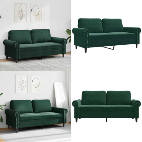 Divano a 2 Posti Verde Scuro 140 cm in Velluto - Divano in velluto - Divano verde scuro