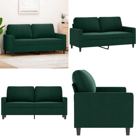 Divano a 2 Posti Verde Scuro 140 cm in Velluto - Divano in velluto - Divano verde scuro
