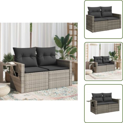 Divano a 2 posti - vidaXL Divano da Giardino con Cuscini 2 Posti Grigio in Polyrattan - Rattan PE