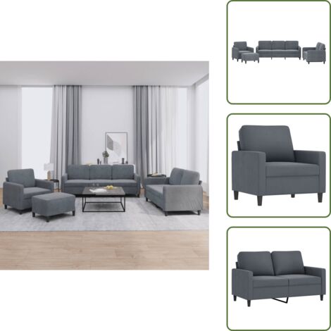 Divano a 2 posti - vidaXL Set di Divani 4 pz Grigio Scuro in Velluto - Divano a 3 posti
