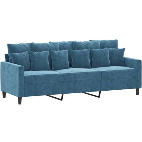 Divano a 3 Posti Blu 180 cm in Velluto vidaXL 521502