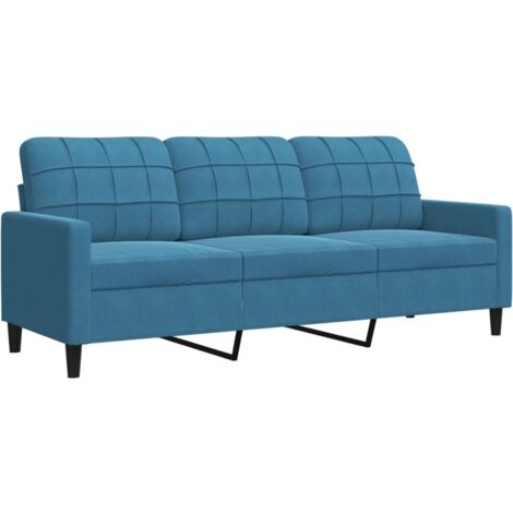 Divano a 3 Posti Blu 180 cm in Velluto vidaXL 958227