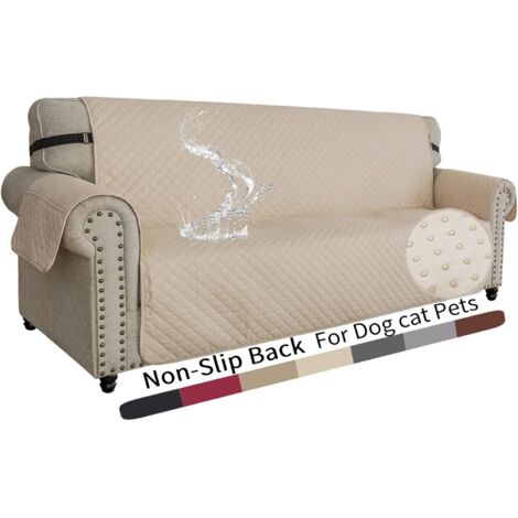 Divano a 3 posti, Copridivano Impermeabile, Copridivano Reversibile, Copridivano Antiscivolo per Animali Domestici, Beige
