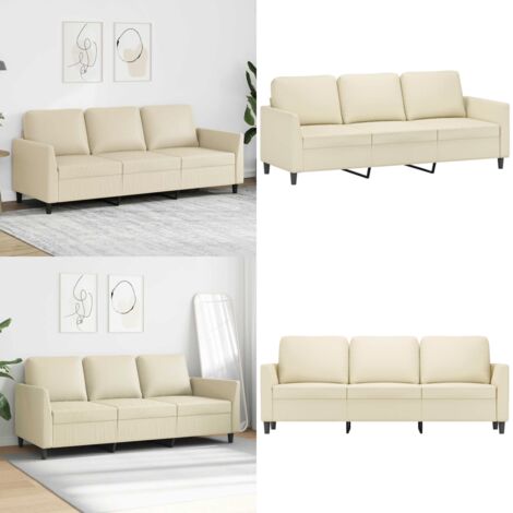 Divano a 3 Posti Crema 180 cm in Similpelle - Similpelle - Design moderno