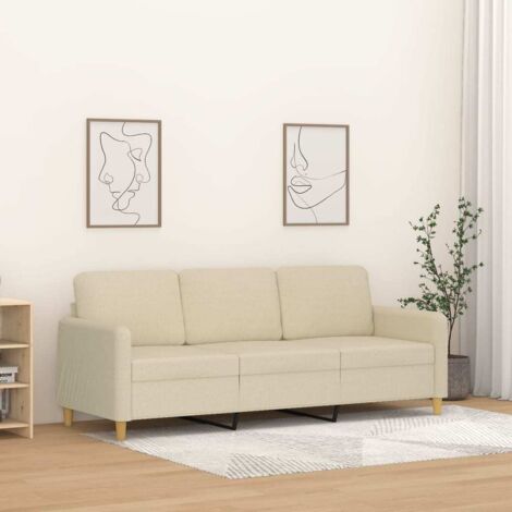 Divano a 3 Posti Crema 180 cm in Tessuto vidaXL 662065