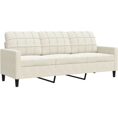 Divano a 3 Posti Crema 180 cm in Velluto vidaXL 220122