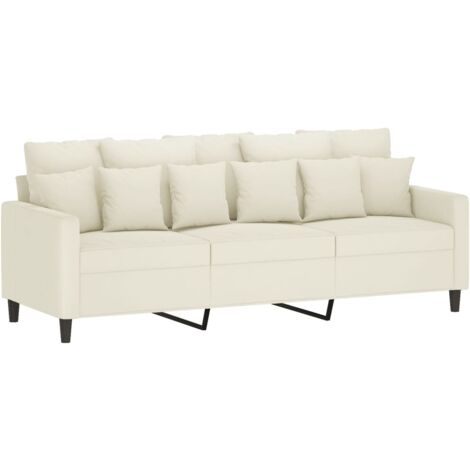 Divano a 3 Posti Crema 180 cm in Velluto vidaXL 633250