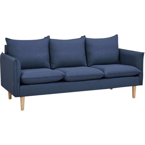 DIVANO A 3 POSTI FLORIN CON GAMBE IN LEGNO IN COLORE BLU