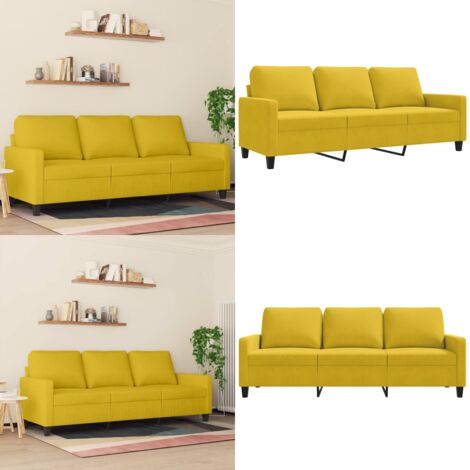 Divano a 3 Posti Giallo 180 cm in Velluto - Divano in velluto - Divano giallo
