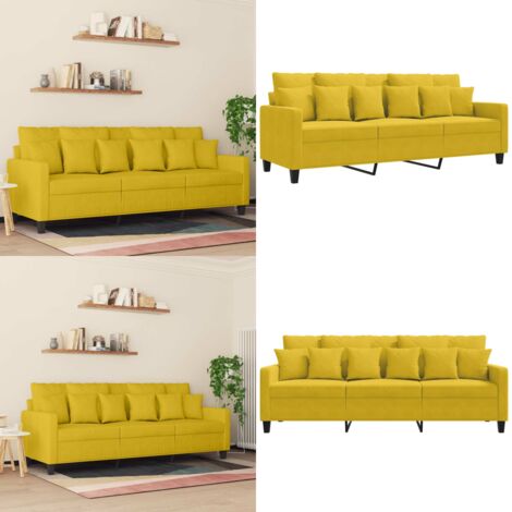 Divano a 3 Posti Giallo 180 cm in Velluto - Divano in velluto - Divano giallo